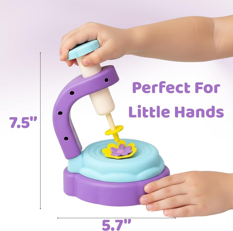 TOMLEON Fabric Flower Bouquet Craft Kit for Girls Ages 3+ – Create Reusable Fabric Flowers with Press Tool & Stems – Endless DIY Bouquets – No Glue, No Sewing – Perfect Creative Gift for Kids - Image 4